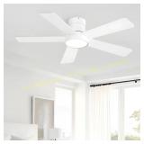 White Flush Mount Ceiling Fan with Remote