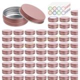 64Pack 2oz Rose Gold Tin Jars with Screw Lid