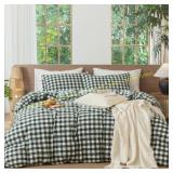 MooMee Gingham Duvet Cover Set, Queen 90x90