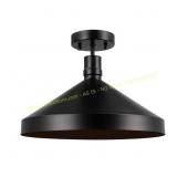 1-Light Matte Black Outdoor Flush Mount Light