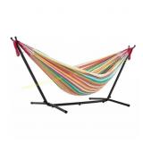 9 ft Black Frame Cotton Hammock with Stand