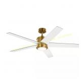 Brahm 56" Indoor Brass Ceiling Fan with LED