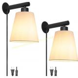 Plug in Wall Sconces, Black Bedside Lights