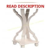 COZAYH Rustic Round End Table with Tray, White