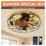 20 in Indoor Black Cage Fan with Lights