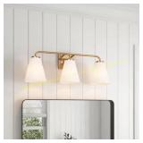 Gold 3-Light Vanity Light with Frosted Glass