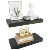 Merapi Black Floating Shelves, 15" Set of 2