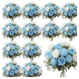 Geosar 24 Bundles Faux Peonies, Pink/White 3pks