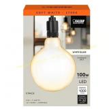 2ct Feit G40 E26 LED Bulb, 100W eq, Soft White