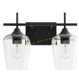 2-Light Matt Black Vanity Light with Shades