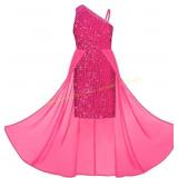 Grace Karin Girls Sequin Dress One Sleeve