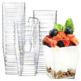 100 Pack 5 oz Clear Dessert Cups with Spoons