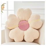 Kcvvcr Daisy Throw Pillow 14.9" Ivory+Pink