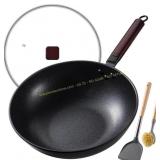 Teewe Carbon Steel Wok   13" Pre-Seasoned