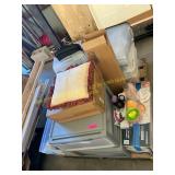 Plastic containers, lighting, pillows