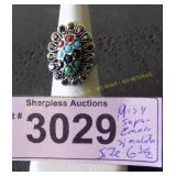 Simulated ruby, sapphire and emerald ring  Size 6
