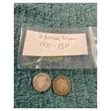 1910 + 1911 Barber Dimes