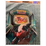 Pok mon Tin w/ Cards + Halos