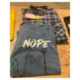 Lg Graphic T + Plaid Button Down
