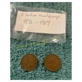1896 + 1907 Indian Head Pennies