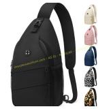 Pritent Crossbody Bags for Women Men (Black)