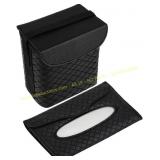 Belinous Car Trash Can with Tissue Box, Red