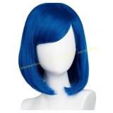 Blue Wigs with Bangs for Women Halloween Wig, whit