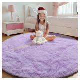 ONASAR Light Purple Round Area Rug 4ft