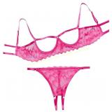 Lilosy Sexy Underwire Floral Lace Lingerie Sz L