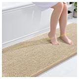 OLANLY Chenille Bath Rug 70x24, Beige, Backing