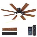 52 in. Flush Mount Brown Ceiling Fan w/ LED