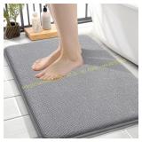 OLANLY Thick Memory Foam Bath Mat 24x16, Grey