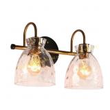 14.6 in. 2-Light Black/Brass Vanity Light