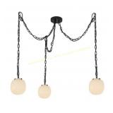Cherise 3-Light Matte Black Opal Glass Chandelier