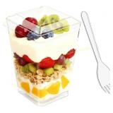Clear Dessert Cups with Lids & Spoons, 5.4oz
