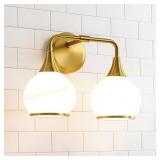 Gold 2-Light Vanity with Glass Shade