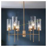 Modern Satin Gold Island Chandelier 6-Light