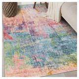 Rugshop Distressed Abstract Washable Rug 3x5