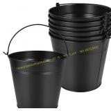 OBTANIM 7 Pk Black Metal Buckets with Handle