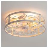 20 in. White/Gold Ceiling Fan with Light