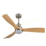 Brushed Nickel Pendant Light with Wood Blades