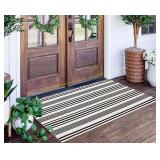 Black & White Striped Outdoor Rug 24x51