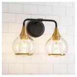 Black & Gold 2-Light Vanity Light Shield