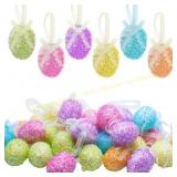 30Pcs Easter Glitter Hanging Eggs, Ornaments