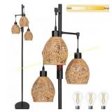 65.03 in. 3-Light Floor Lamp with Rattan shade