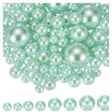 200Pcs No Hole Pearl Beads, Emerald Green, hosiery