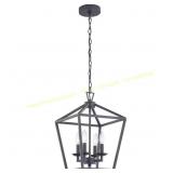 4 -Light Matte Black Lantern Chandelier
