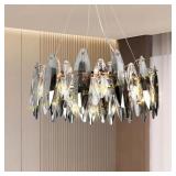 Smoke Grey Crystal Raindrop Chandelier