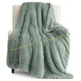 Bedsure Sage Green Fuzzy Throw 50x60