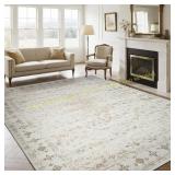 Srugn Washable Rugs 8x10 Non Slip Beige